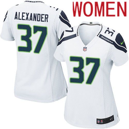 Women Seattle Seahawks #37 Shaun Alexander Nike White Game NFL Jersey->women nfl jersey->Women Jersey